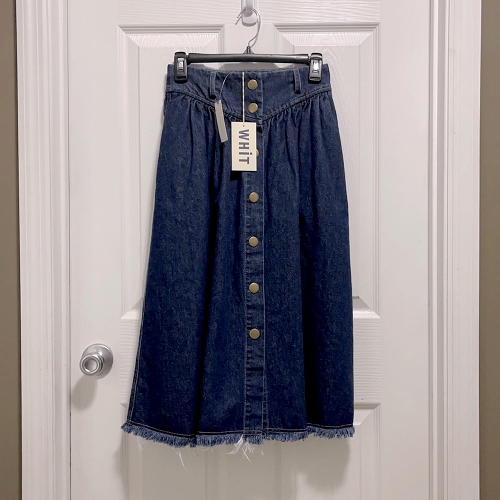 NWT WHIT Frayed Denim Skirt size 2 Indigo from Anthropologie